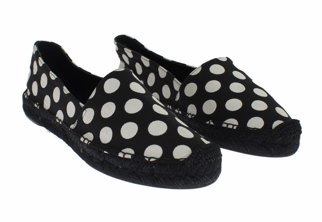 Black White Polka Dot Espadrilles Flats Shoes Best Boat Shoes For Flat Feet