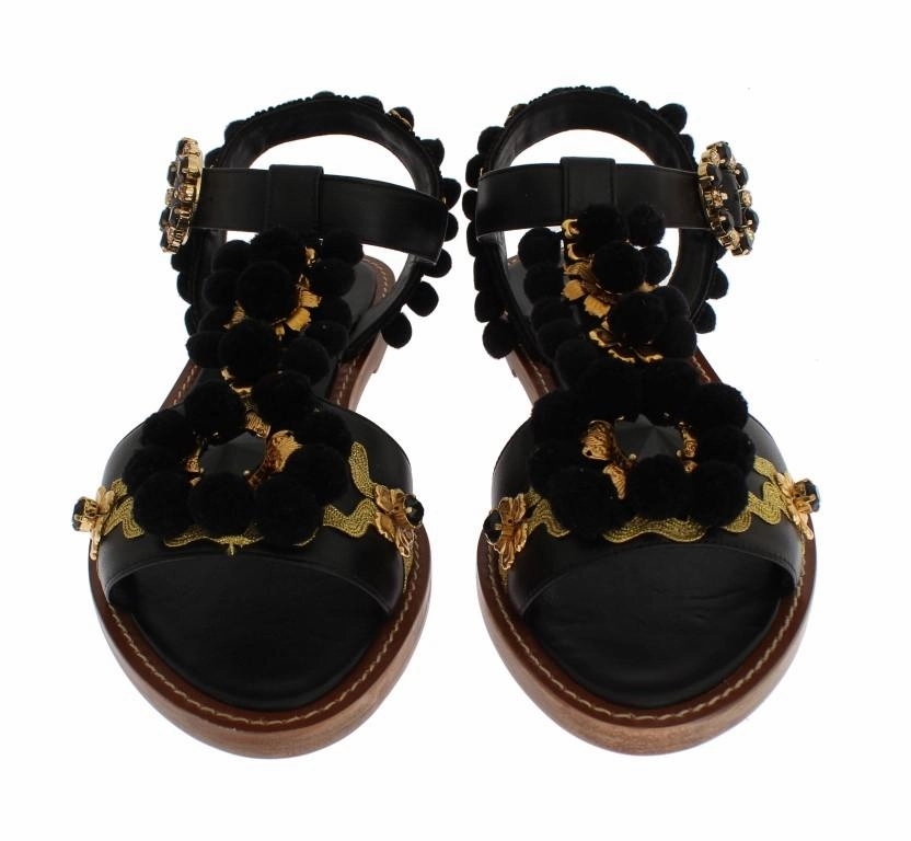 Rack Room Shoes Flat Sandals Black Leather Crystal Torero Sandal Shoes