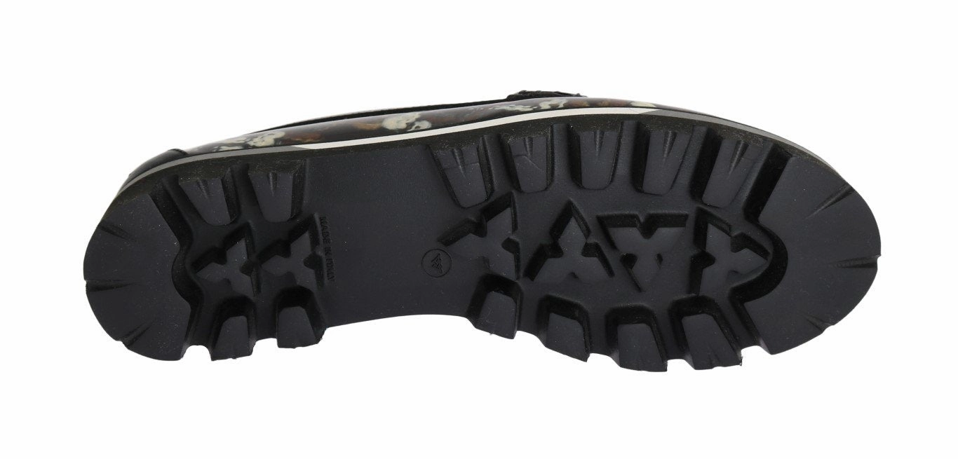 Flat Sole Sports Shoes Black Leather Crystal Moccasins Shoes