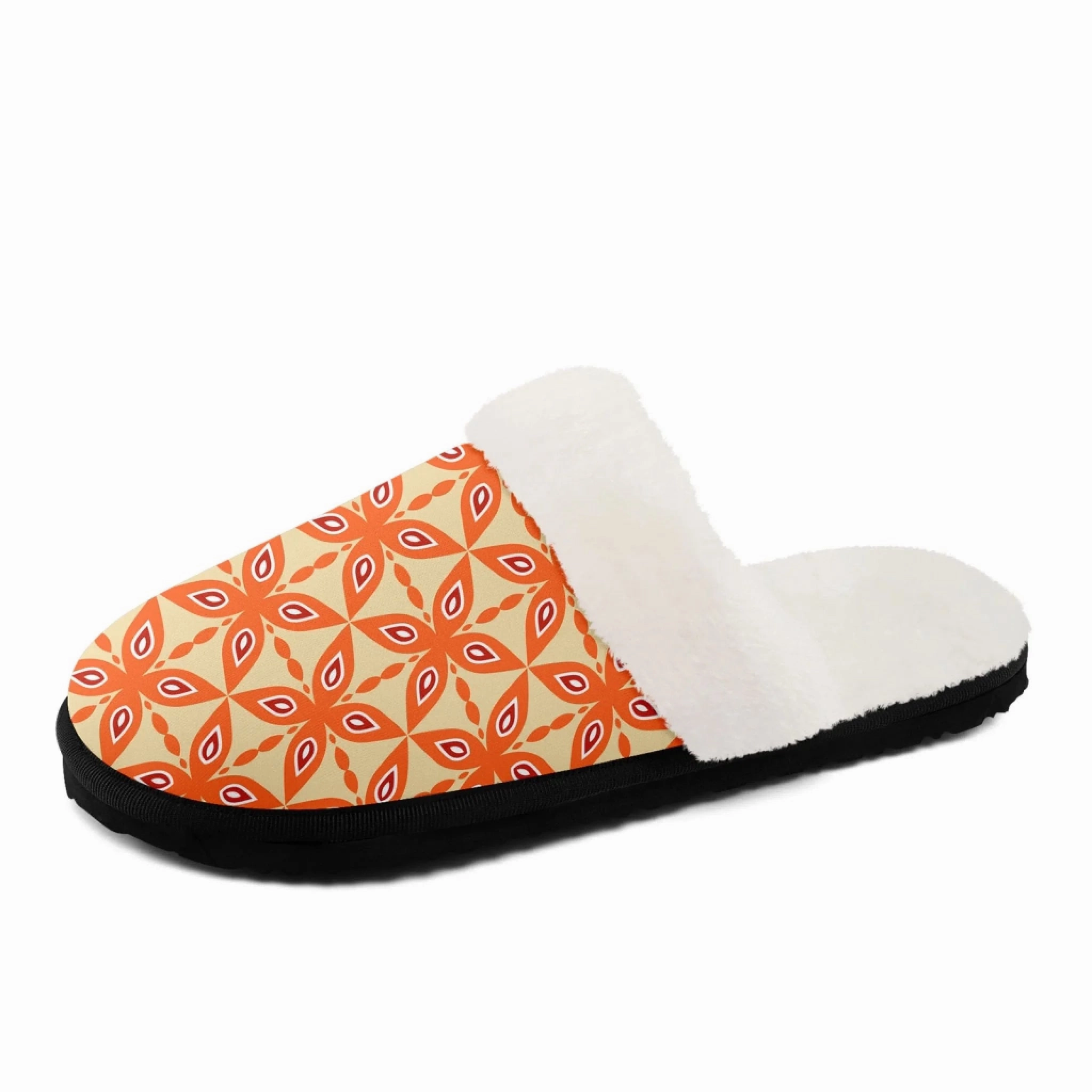 Warm Orange Geometric Mosaic Print Slippers - Retro Boho Style FN089-25027173 Trendy Slide Sandals
