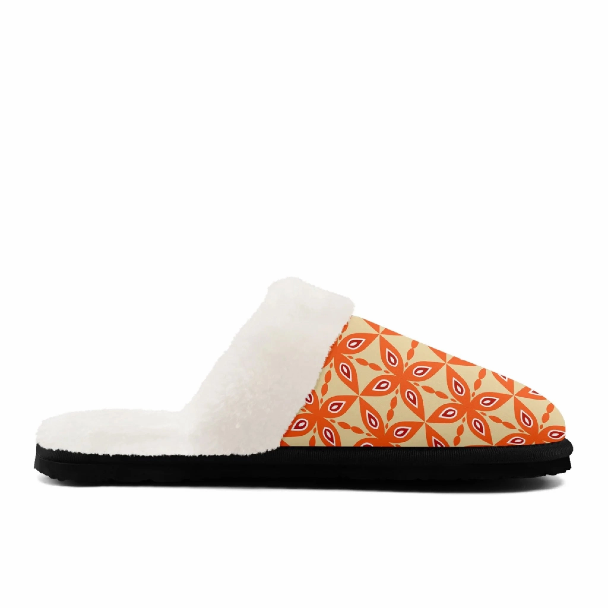 Slippers With Detachable Soles Warm Orange Geometric Mosaic Print Slippers - Retro Boho Style FN089-25027173