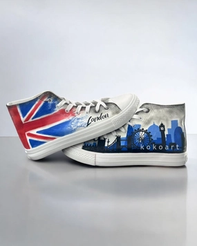 Skechers Waterproof Shoes London Skyline with Union Jack Hand Painted Shoes