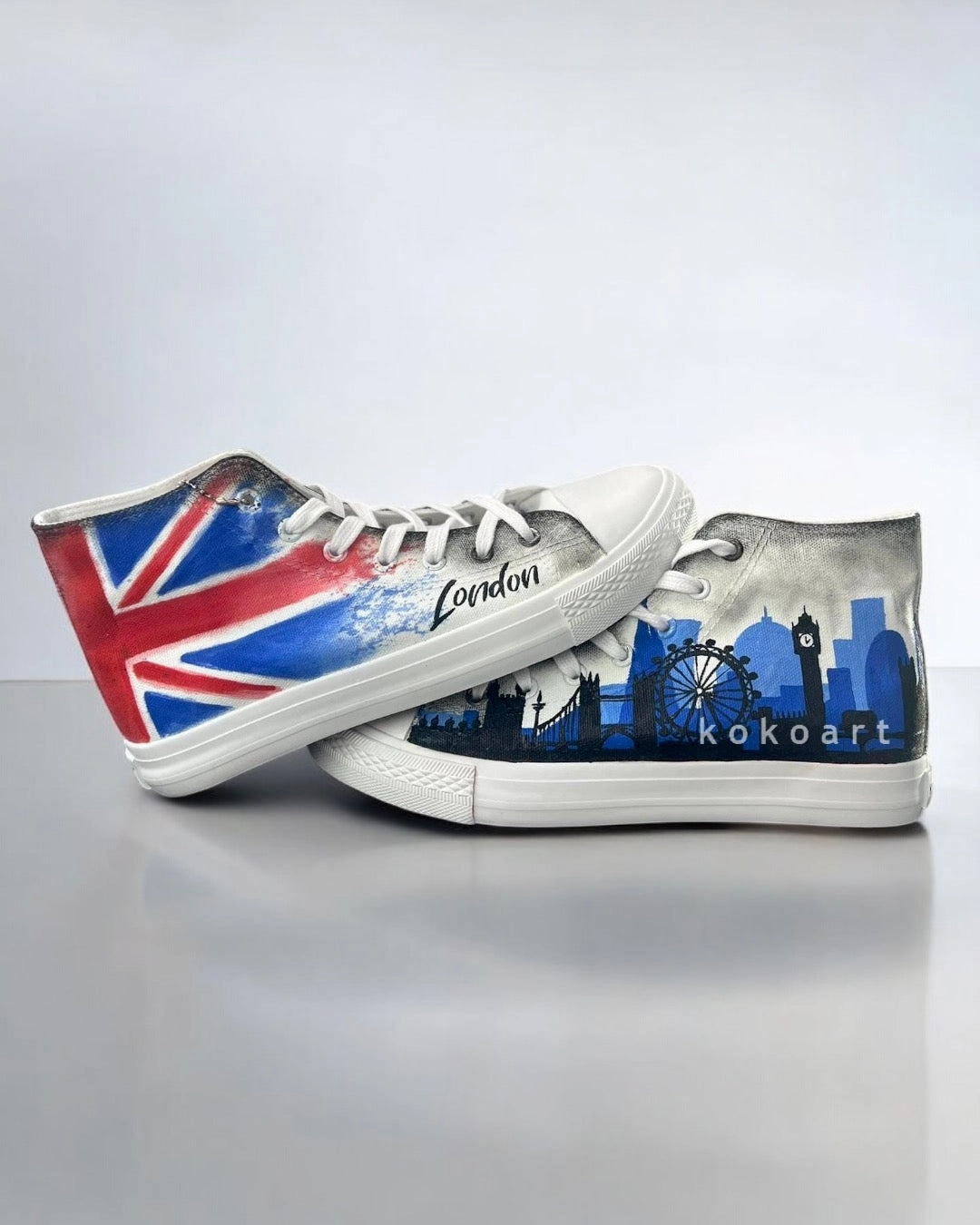 Waterproof Shoes For Walking London Skyline with Union Jack Hand Painted Shoes