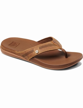 Flip Flops With Crystals Uk Reef Cushion Lux Leather Sandals in Toffee