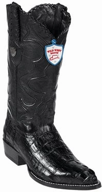 Wild West J-Toe Black caiman ~ World Best Alligator ~ Gator Skin Tail Cowboy Boots Ankle Boots With Skinny Jeans