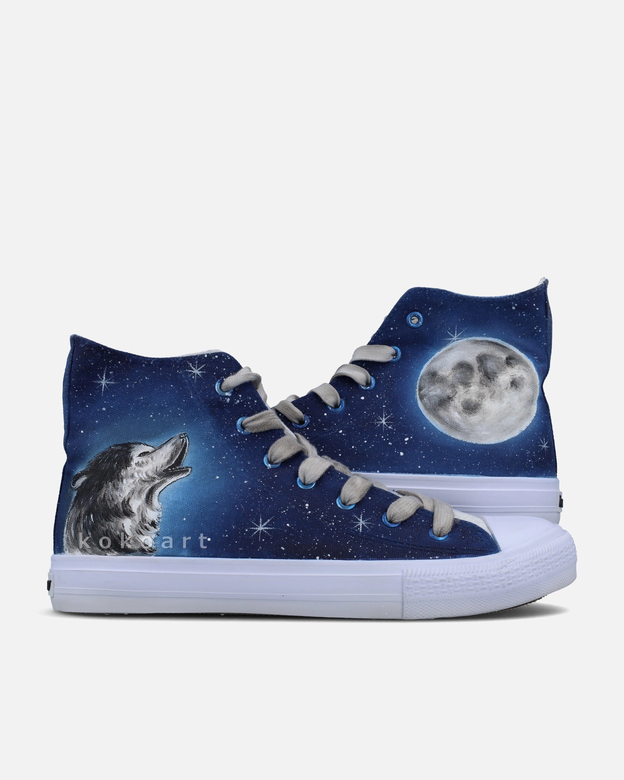 Fleece Lined Waterproof Shoes Wolf Hand Painted Shoes