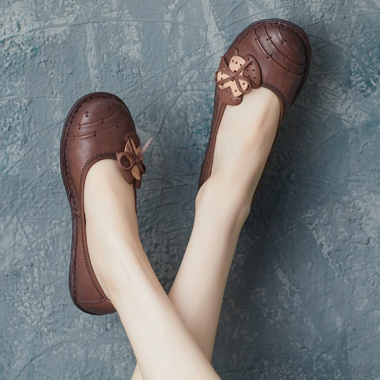 Permanent Style Casual Shoes Women Retro Soft Leather Handmade Casual Flats