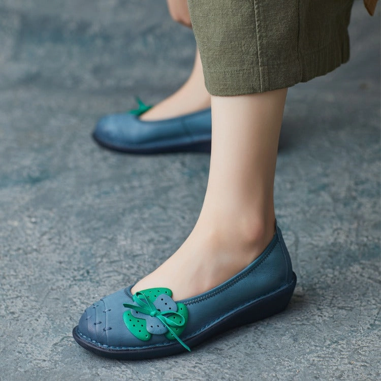 Shoes Combination Casual Women Retro Soft Leather Handmade Casual Flats