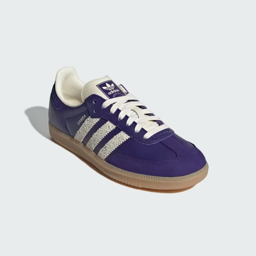 Women's Adidas Samba OG Shoes - Collegiate Purple/Cream White/Gum Best Toe Sneakers