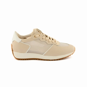 Women's Beige Mesh-Patterned Handmade Calf Leather Sneakers W5036 Giorgio Brutini Sneakers