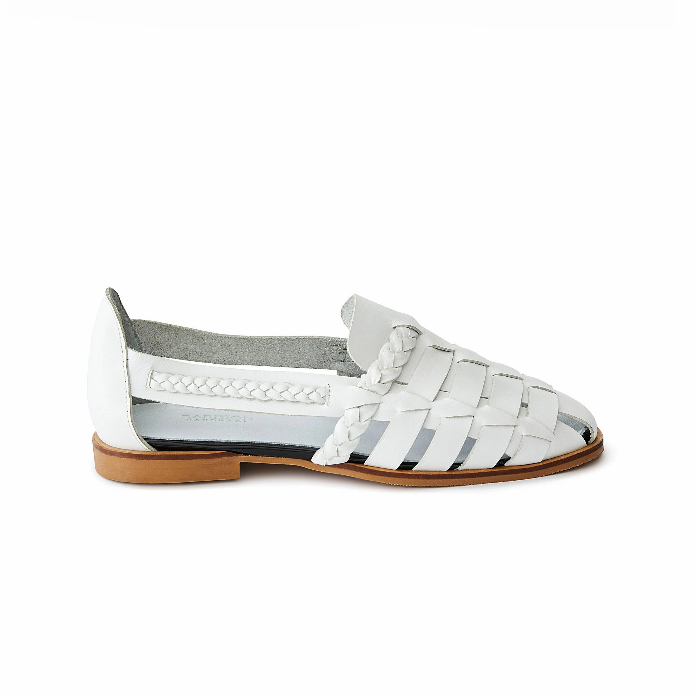 Women's Calf Leather Hand Braided Handmade Flats W3007 Casual Shoes Slip On