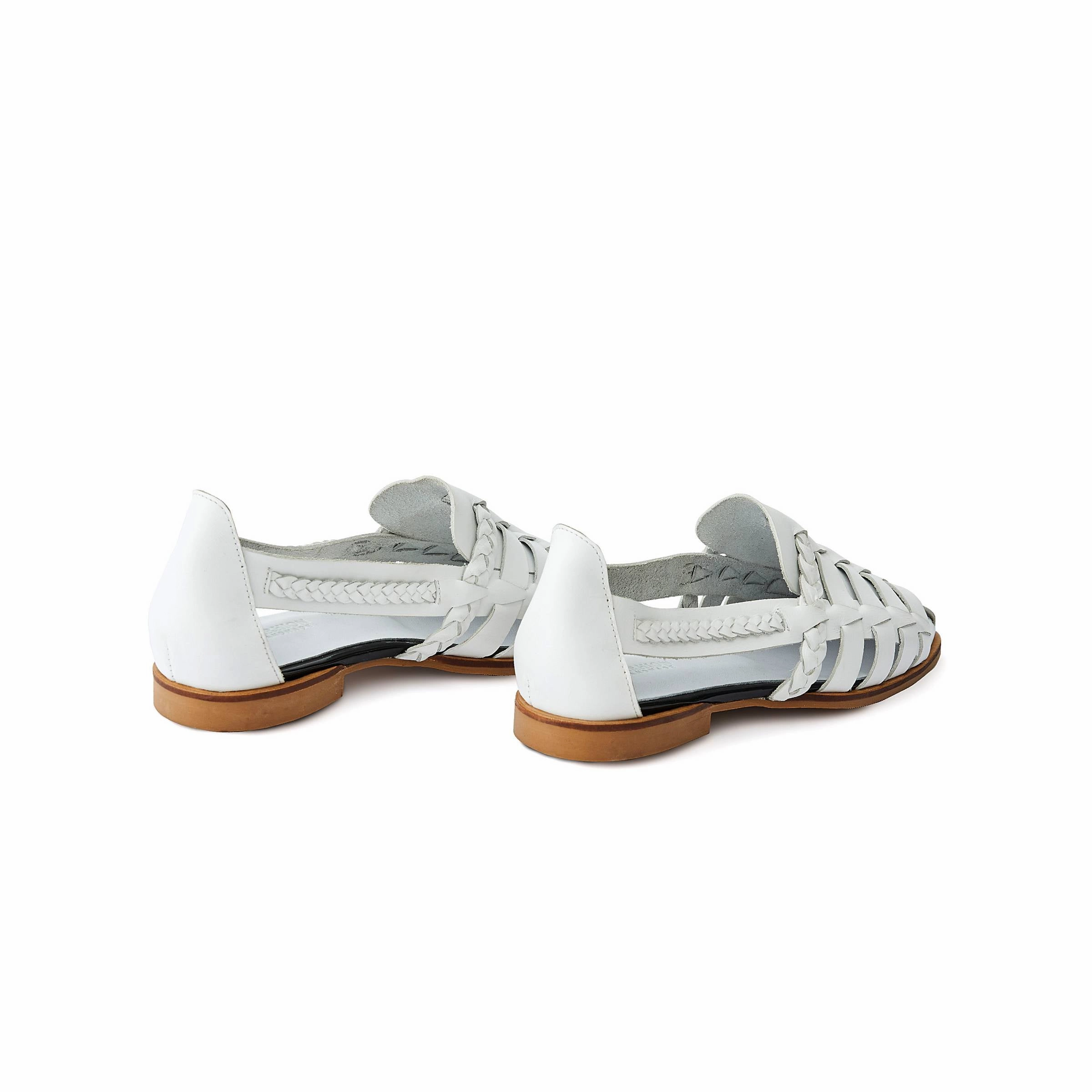 Women's Calf Leather Hand Braided Handmade Flats W3007 Casual Mary Jane Shoe