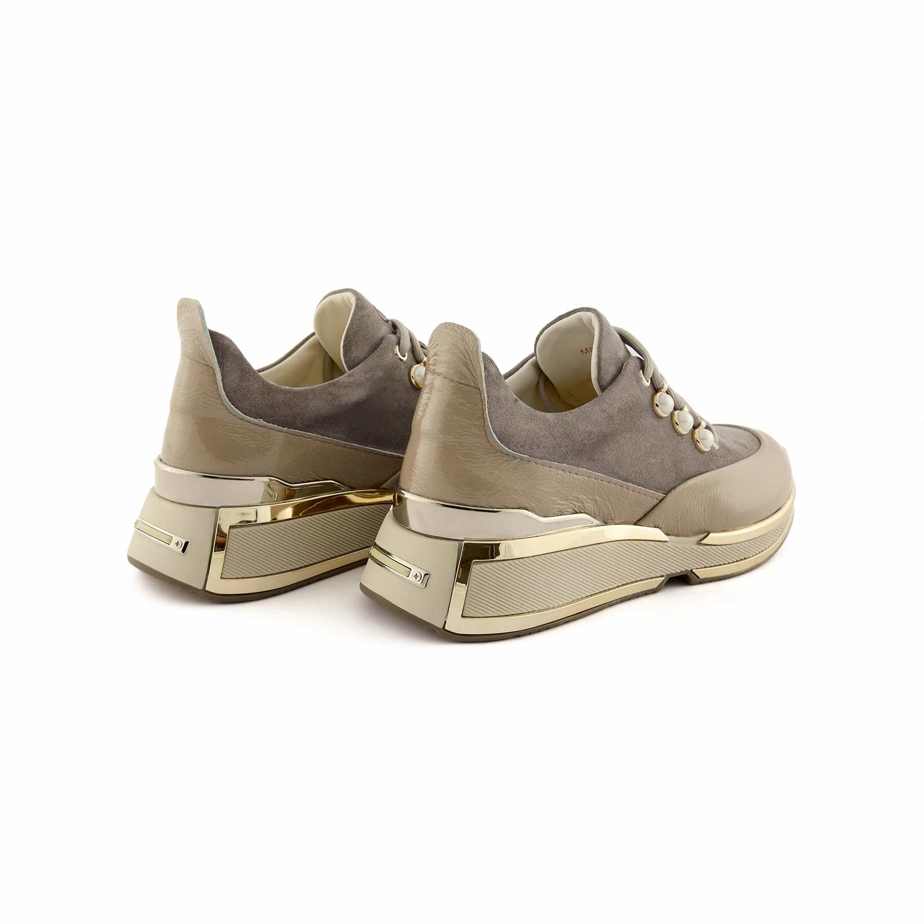 Women's Mink Patent Leather Pearl-Embellished Handmade Sneakers W5038 Scheels Sneakers