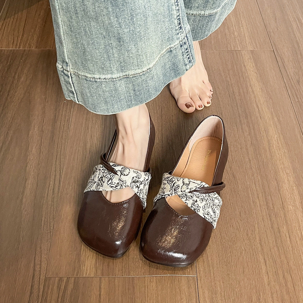 Women's Retro Round Head Casual Mary Jane Flats Blazer Low Le Casual Shoes