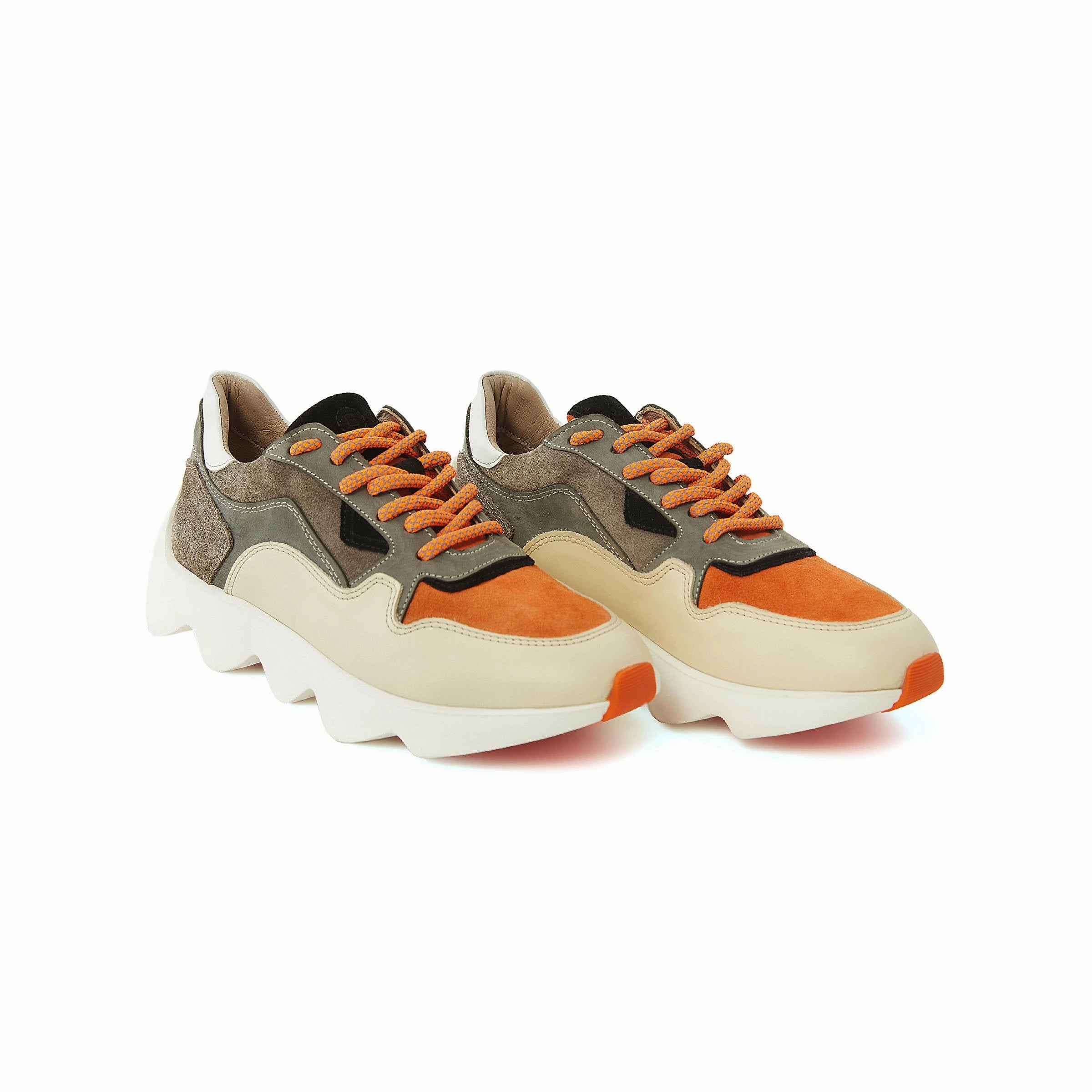 Wide Sneakers Women's Suede Calf Leather Handmade Sneakers W5000