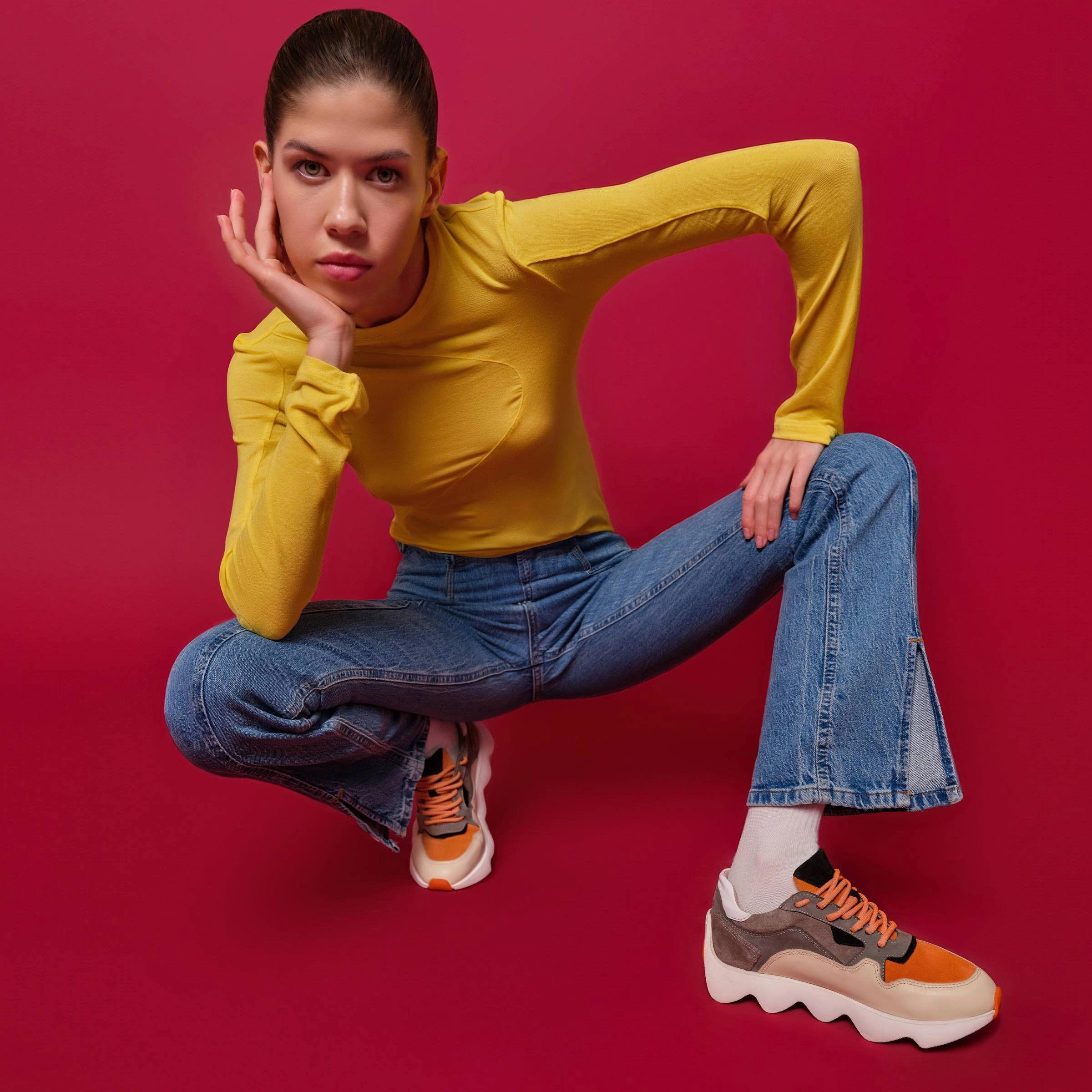 Women's Suede Calf Leather Handmade Sneakers W5000 All Designer Sneakers