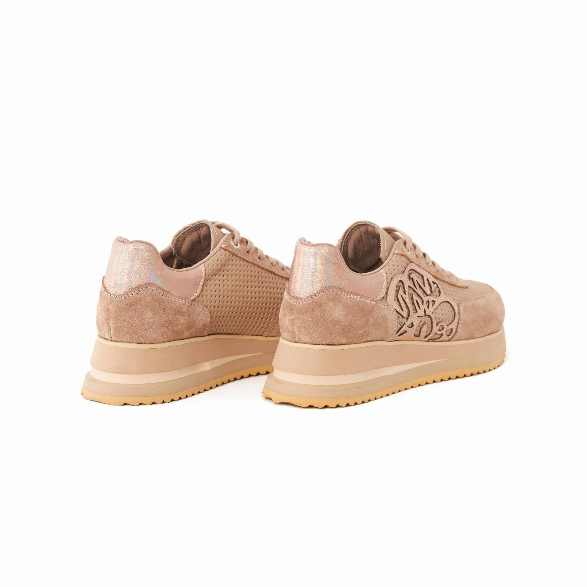 Blue Sneakers Women's Suede Calf Leather Handmade Sneakers W5013