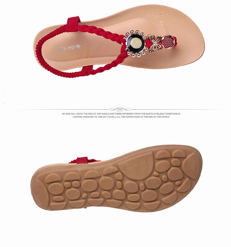 Women Sandals Summer Flat Sandals With Flowers Bohemian Women Flip Flops Concise Women Shoes Beach Sandals Most Comfortable Running Shoes For Feet