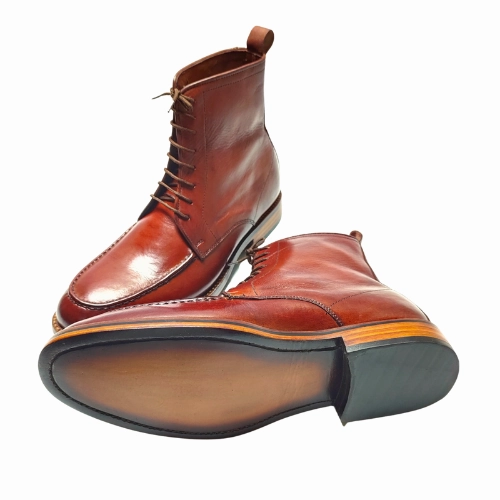 Bespoke Handmade Boots, Custom Made Boots, Handstiched, Hand Polished Goodyear Welted Brown Premium Quality Leather Laceup Mens Boots Dr Blue Boots