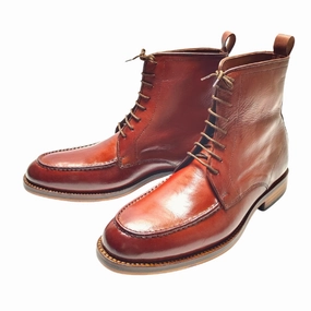 Low Cost Work Boots Bespoke Handmade Boots, Custom Made Boots, Handstiched, Hand Polished Goodyear Welted Brown Premium Quality Leather Laceup Mens Boots