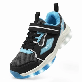 Comfy Sneakers For Walking YESKIS FutuVibe Light Up Boys Sneakers for Kids Black/Light Blue