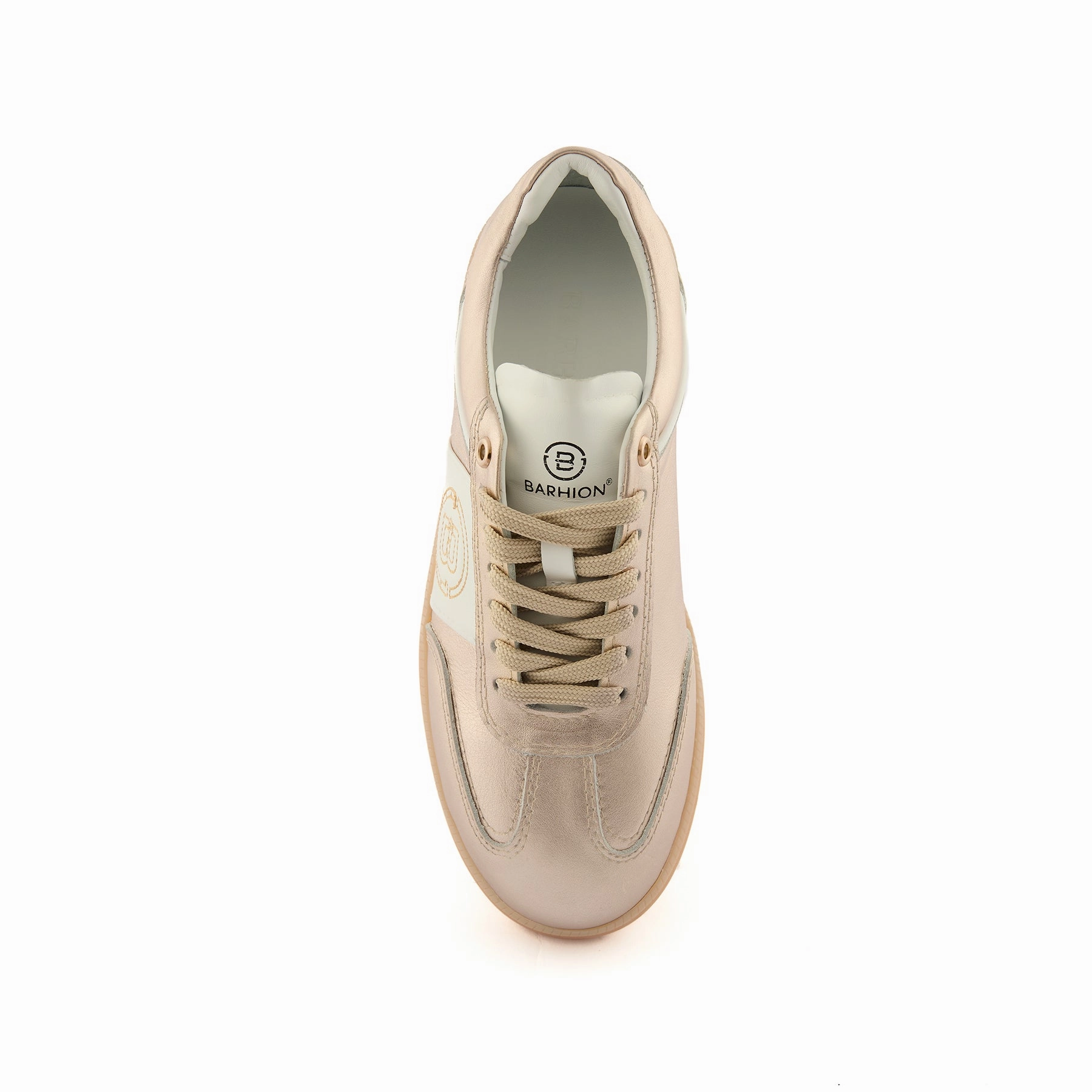 Customizable Sneakers Women's Gold Handmade Calf Leather Sneakers W5035
